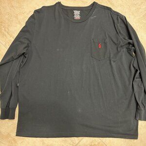Ralph Lauren Polo XXL Long Sleeve Gray T-Shirt w/ Pocket and Red Pony